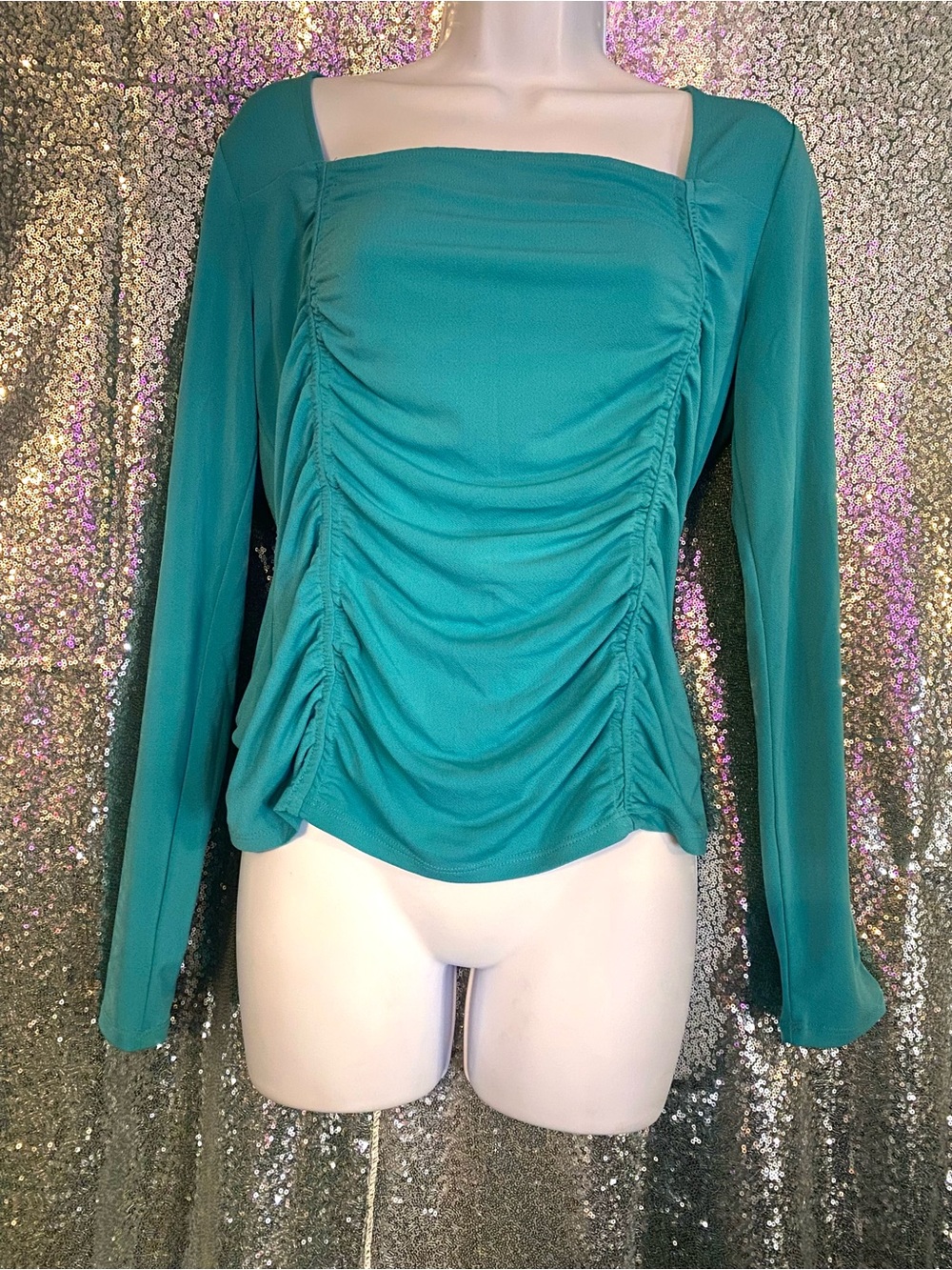 Bold Elements Aqua Ruched Top | Cut to Curve | NWT (No Tags)